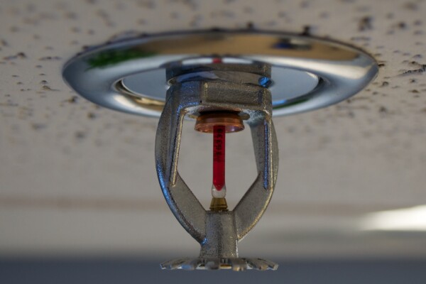 Fire sprinkler roof mount side view